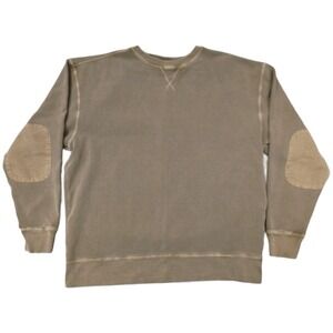 Woolrich Men's L Long Sleeve Crew Neck Elbow Patch Thermal Sweatshirt Brown